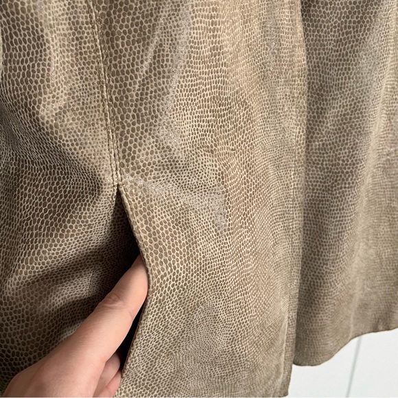 Vintage Tan Crocodile Pattern Leather Coat Jacqueline Ferrar Beige Animal Print - Picture 4 of 14